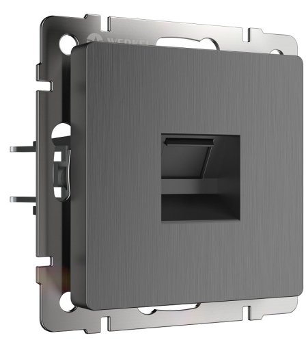 Розетка компьютерная без рамки Werkel 1-м. RJ45 5e графит рифленный картинка